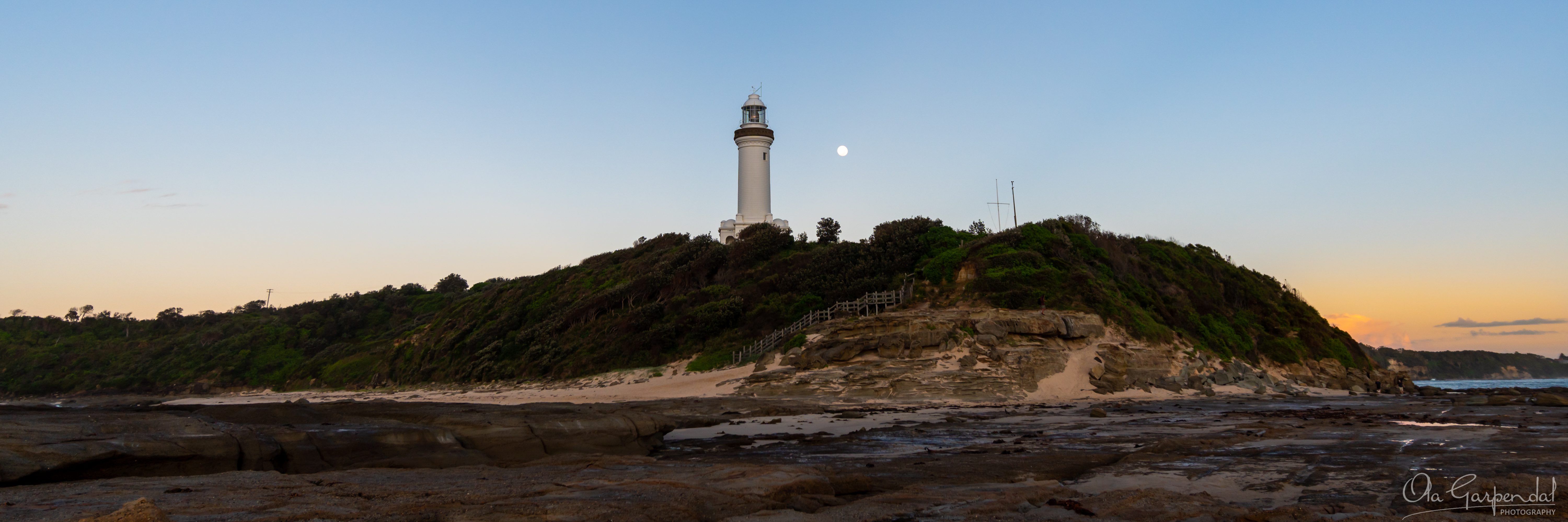 Norah Head Lighthouse and the Moon Central Coast NSW