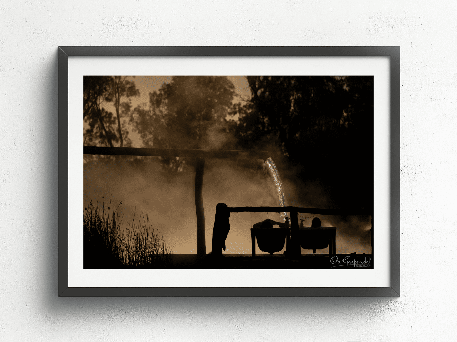 Morning Bath at Charlotte Plains 2-3 L Black Frame on small wall