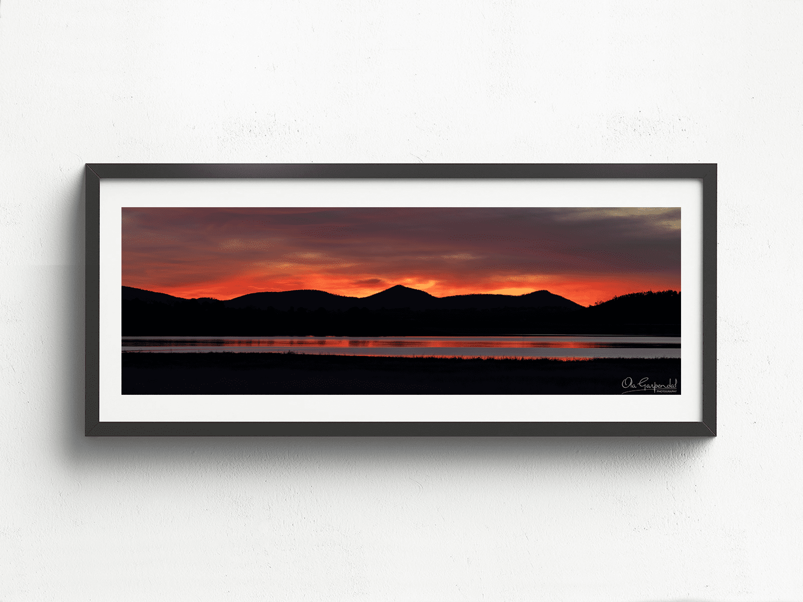 Fiery Sky 1-3 L Black Frame on small wall
